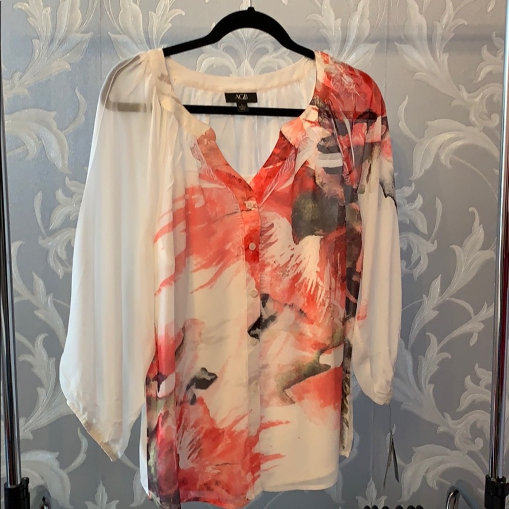 AGB white floral blouse